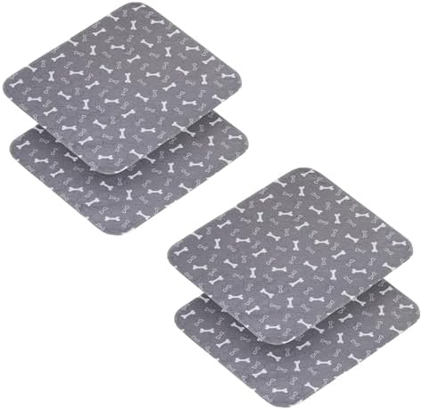 4 Pack 18"x24" Washable Pee Pads for Dogs, Super Absorbent Reusable Training Dog Pads with Bone Print, Non-Slip Potty Pads for Whelping, Playpen, Crate, Bed