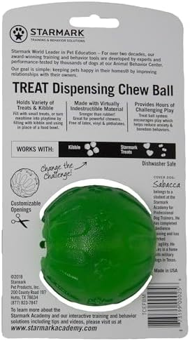 Starmark Treat Dispensing Chew Ball Tough Dog Toy Medium