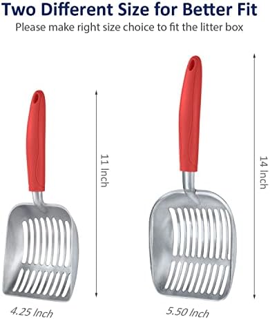 WePet Cat Litter Scoop, Aluminum Alloy Sifter, Kitty Metal Scooper, Deep Shovel, Long Handle, Poop Sifting, Kitten Pooper Lifter, Durable, Heavy Duty, for Litter Box