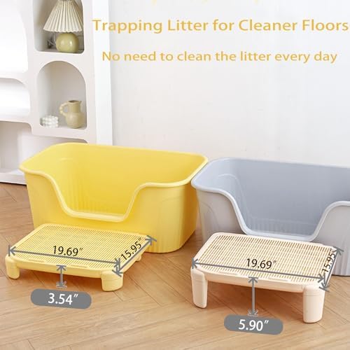 Cat Litter Mat Litter Trapping Mat,19.69"X15.95"X3.54"Litter Box Mat,Waterproof Cat Mats for Litter Large,Easy Clean,Non-Slip Litter Mat for Cat,Urine-Proof Kitty Litter Catcher Mat,Washable (White)