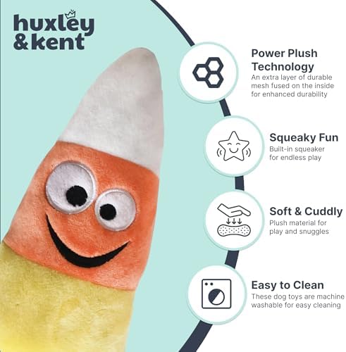 Huxley & Kent Power Plush Squeaky Dog Toy, Kookie Korn