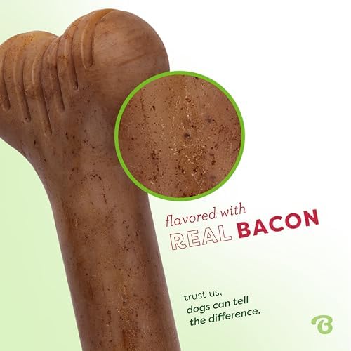 Benebone Bone Dog Chew Toy for Aggressive Chewers, Real Bacon, Giant