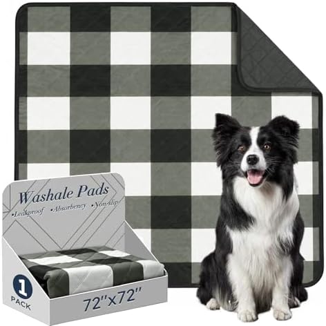 Washable Pee Pads for Dogs(1-Pack, 72"x72"),Absorbent & Leakproof Reusable Training Dog Pads Non-Slip Puppy Pads Incontinence Bed Pads for Crates, Whelping, Playpen, Bed and Floors