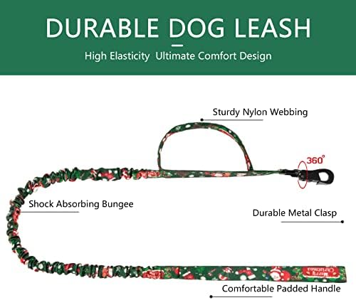 DAGANXI Tactical Dog Collar, Adjustable Military Training Nylon Dog Collar with Control Handle and Heavy Metal Buckle for Medium and Large Dogs, with Patches and Airtags Case (XL, Christmas green-SET)