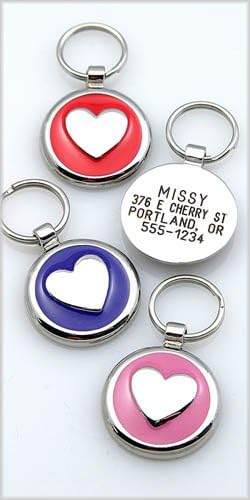 LuckyPet Heart Jewelry Pet ID Tag for Cats and Dogs, Personalized Engraving on The Back Side, Large Red Heart