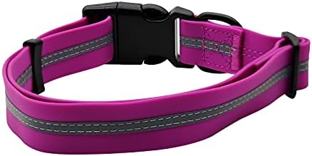 Nimble Reflective Waterproof Dog Collar Adjustable Odor Resistant Easy Clean Pet Collar for Small Medium Large Dogs Night Walking Outdoor Rainy Use (Large (15.35”-24.8”inches), Rose Purple)