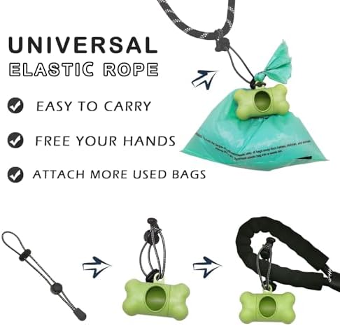 Dog Poop Pickup Bags Holder Dispenser with Standard-Sized Leak-Proof Scented Doggy Waste Bags and Carabiner with Safety Lock&Fastener Never Loose on Leash Lead Again (2 Holder 30 Bags, Green)