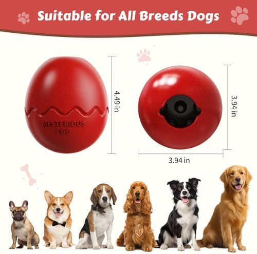 Dog Fillable Toy 3 in 1 Interactive Dog Toys Freeze Lick Summer Cooling Toy Enrichment Treat Dispensing Chew Toy Stuffable Puzzle Slow Feeder for Medium Small Dogs Easy to Clean (Egg-red)