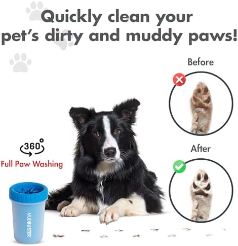 Dexas MudBuster Medium Dog Paw Cleaner, Pro Blue, Fits 1.5"-2.5" Wide Paws, Gentle Silicone Bristles for Quick, Easy Cleaning