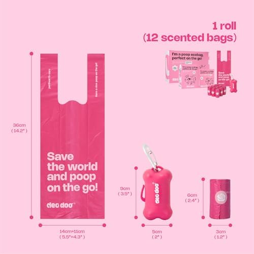 Deo Doo Dog Poop Bags with Handles, 720 Bags, 2 Dispensers, Rose Scented