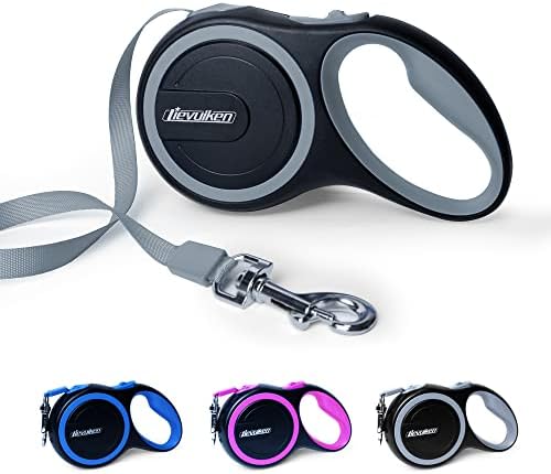 16 FT Retractable Dog Leash with No Tangle for Dog up to 44lbs, One-Handed Brake, with Non-Slip Handle, Strong Nylon Tape for Small and Medium Dogs