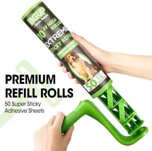 10 Inch Lint Roller Refills, 12 Rolls 600 Sheets Large Lint Rollers for Pet Hair Extra Sticky, Easily Remove Carpets, Clothes, Couch and Curtains Dust (Not Include Lint Roller Handle)