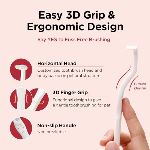 JAYU PET Dental Care Brush (Soft Bristles) 5ea - Dog Toothbrush, Cat Toothbrush, Dental Care for Kitten and Small Dogs, Removing Old Plaque and Tartar, Cat Teeth Brushing & Easy Cleaning