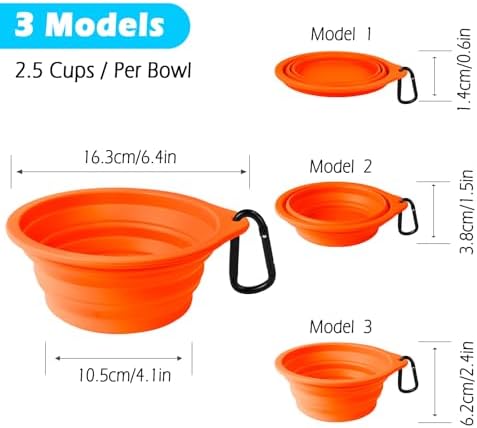 PetBonus 2-Pack Collapsible Dog Bowls, Portable Travel Dog Water Food Bowls