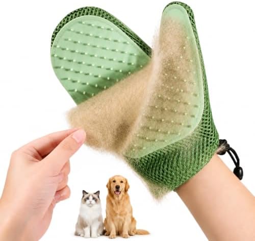Pet Hair Removal Glove, Double-Sided Grooming Glove for Cats/Dogs/Fabric