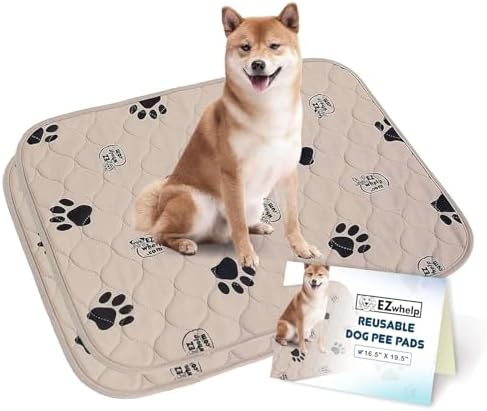 EZwhelp Reusable Dog Pee Pads, Washable Waterproof Mat 16.5x19.5 in, 2 Pk