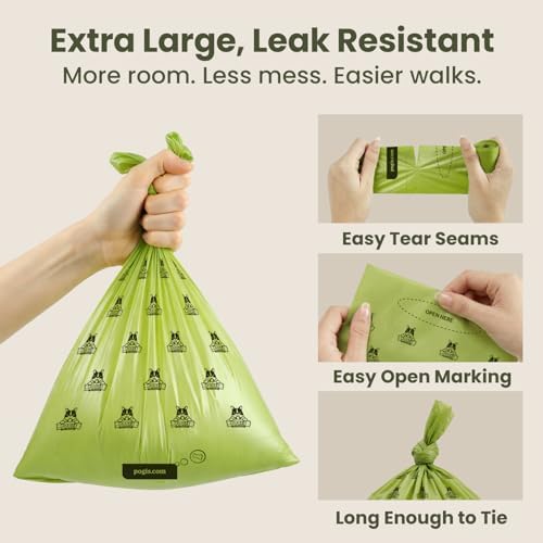 Pogi’s Dog Poop Bags – Leak-Proof & Extra Thick Pet Waste Bags (Unscented, 60 Rolls, 900-Count)
