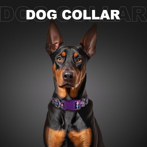 Girl Dog Collars for Large Dogs,Cute Dog Collar with Boho Flowers-L