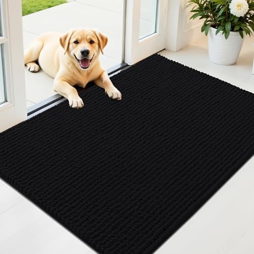 OLANLY Dog Door Mat for Muddy Paws 44x32, Extra Absorbent Chenille Mud Mat