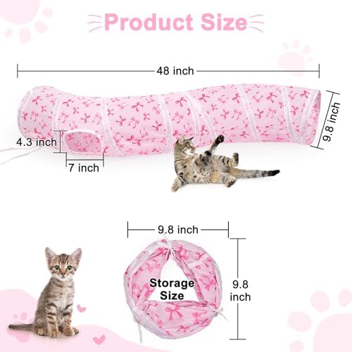 Glittme S-Shape Cat Tunnel, Foldable Cat Tunnels for Indoor Cats