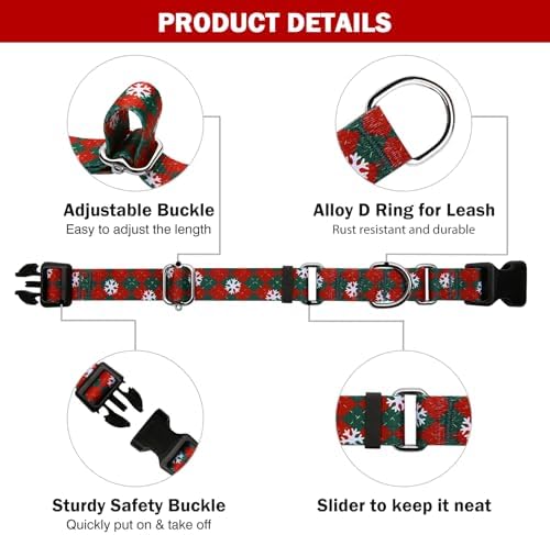 Hikiko Martingale Collar for Dogs with Christmas Pattern,Adjustable,L