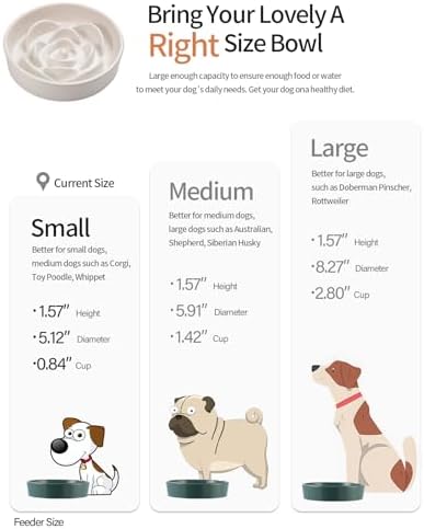 White Ceramic Slow Feeder Dog Bowl for Small and Medium Breeds,6.1 in Slow Feeding Bowl,Puzzle Cat Dog Food Bowl for Fast Eater,Maze Dish Puzzle Bowl for Small Dogs and Cats