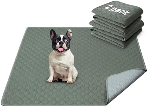 H.VERSAILTEX Premium Washable Pee Pads for Dogs 2 Pack Super Absorbent 100% Waterproof Reusable Non-Slip Quilted Puppy Training Pads for Crate Playpen Whelping & Potty Training(36"x36", Sage)