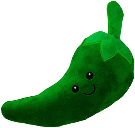 Giftable World Pet Plush Pet Toy Fruits, Cupcakes, Ice Creams, Mug with Squeaker Dog Chew Toy (9" Chili & Jalapeno)