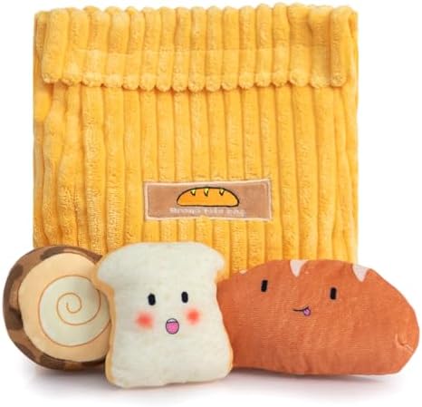 Hollypet Squeaky Hide and Seek Dog Toys for Small and Medium Dogs, Bread