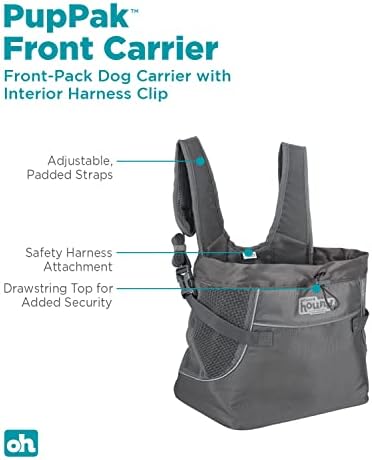 Outward Hound PupPak Dog Front Carrier, Grey, Medium, 12.5" x 9" x 14"
