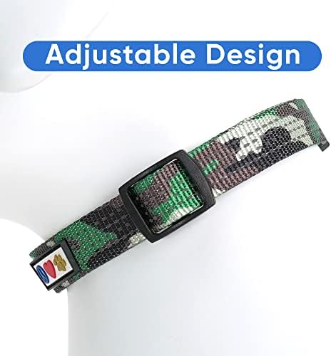 Pawtitas Reflective Dog Collar for Medium Dogs – Adjustable Nylon Collar with Quick-Release Buckle | Fits Neck 13–20 in | Night Safety Training Collar | M | Camouflage Green