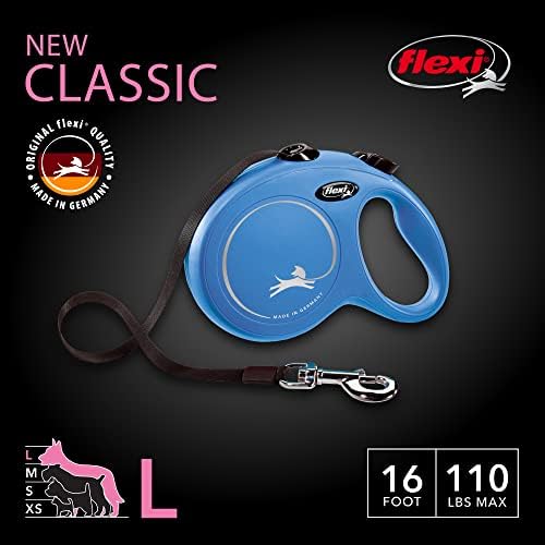 FLEXI® Classic Tape Retractable Dog Leash, Large, 16 ft - Blue