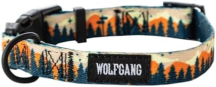 Wolfgang Heavy Duty, Adjustable Dog Collar with Quick Release Nylon Buckle for Walking & Training, Overland Print, Large