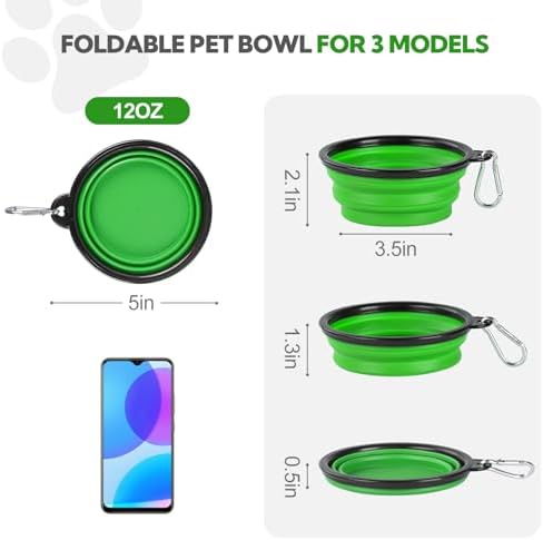 Collapsible Dog Bowl for Travel,2-Pack 12oz Pet Portable Water Food Bowls