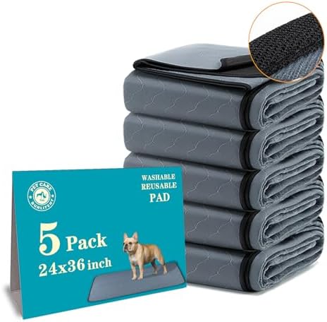 Bunlitent Washable Pee Pads for Dogs 24" x 36", 5 Pack, Ultra-Absorbent