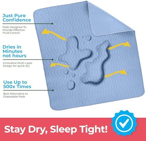 2 Pack Waterproof Reusable Heavy Absorbency Incontinence Bed Pads 34"x52"