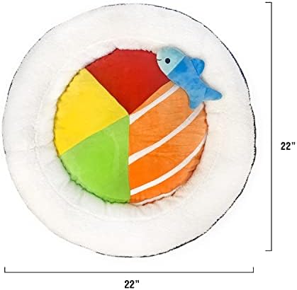 TONBO Soft Plush Small Cute and Cozy Food Dog Cat Bed, Washer and Dryer Friendly (Sushi Roll)