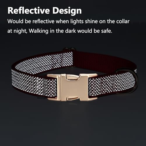Reflective Dog Collar with Metal Buckle for Dogs Night Walking