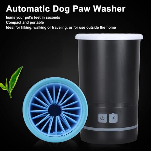 Automatic Dog Cleaner, Soft Electric Washer USB Rechargeable Portable Cleaner Cup, Dog Foot Cleaning Machine for Small to Medium Dogs Cats (Black White)