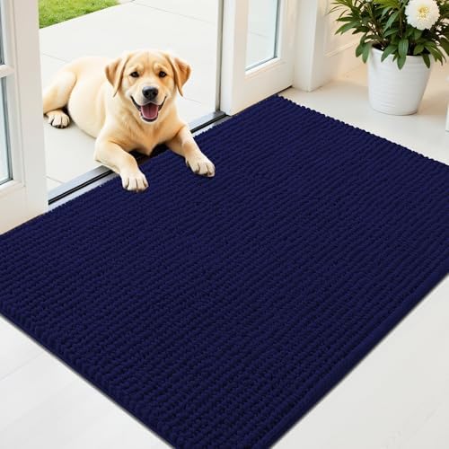 OLANLY Dog Door Mat for Muddy Paws 44x32, Extra Absorbent Chenille Mud Mat
