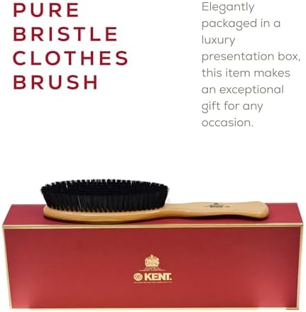 Kent CS1B Clothes Brush, Fabric Lint Remover for Cotton, Wool, Suede and Silk, Pure Black Bristles Handcrafted Two Tone Cherrywood Veneer Remover for Dust, Fluff and pet Hair. Made in England