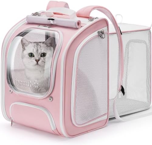 Pecute Cat Backpack Carrier,Large Space Cat Bubble Backpack,Ergonomic,Pink