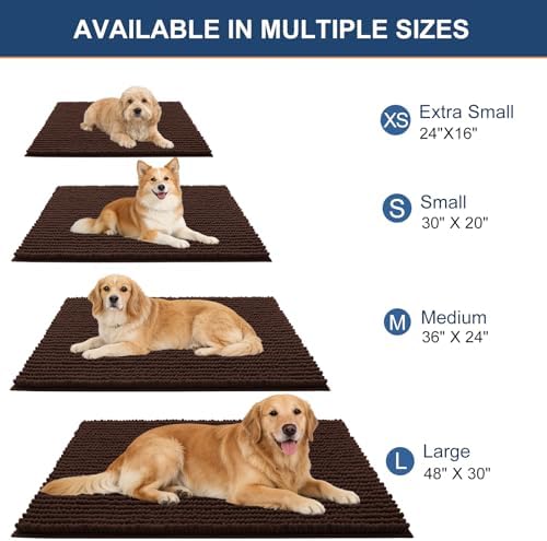 OLANLY Dog Door Mat for Muddy Paws 34x21, Extra Absorbent Chenille Mud Mat