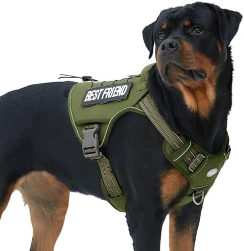 AUROTH Tactical Dog Harness for Large Dogs No Pull Adjustable Pet Harness Reflective K9 Working Training Easy Control Pet Vest Military Service Dog Harnesses