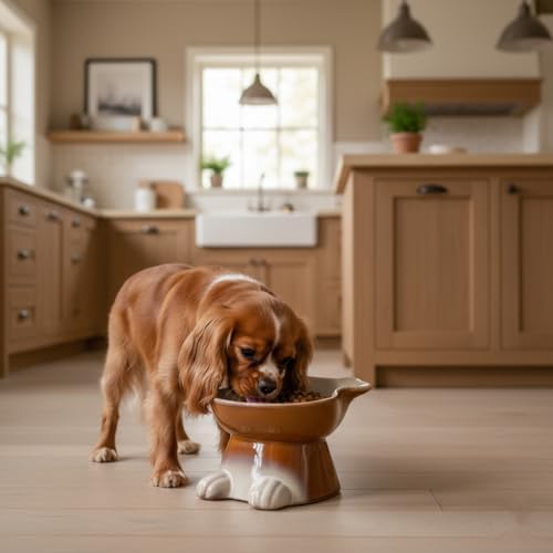 Nihow Elevated Ceramic Dog Bowls: 6.5 Inch Raised Dog Bowl for Food & Water