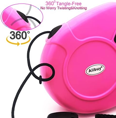 Retractable Dog Leash 26ft,360° Tangle-Free Long Cord Pets Puppy Walking Leashes,Non-Slip Handle for Small Medium Large Dogs,Up to 110 lbs (Pink)