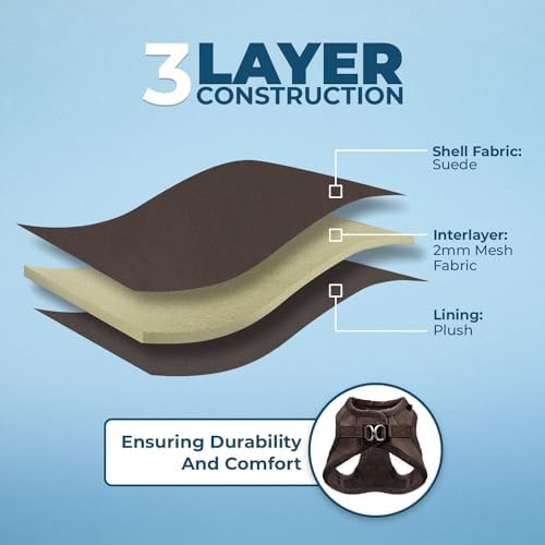 Voyager Step-in Plush Dog Vest Harness -Chocolate Suede, L