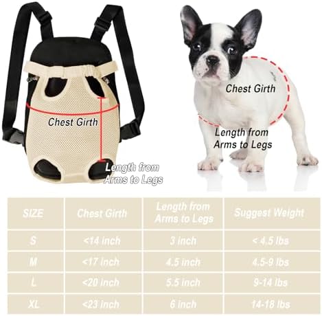 FEimaX Dog Carrier Backpack Pet Legs Out Front Cat Travel Bag, Adjustable Puppy Backpacks Carriers Hands-Free for Small Medium Dogs Cats Hiking Traveling Camping Daily Walking
