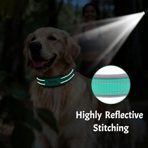 Personalized Dog Collar with Name and Phone Number | Durable Metal Buckle | Ultra Wide Soft Neoprene Padded | Reflective Dog Collar for Large Medium and Small Dogs