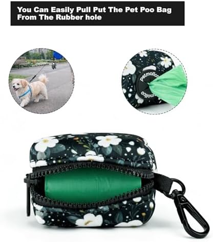 Petmolico Dog Poop Bag Holder Dispenser 2 Pack, Cyan & Flower